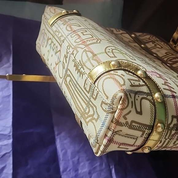 Coach Heritage Tattersall Graffiti 2 Fer Golden Tote Bag & Matching Wristlet - Picture 13 of 16